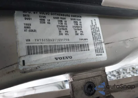 2001 Volvo V70 Xc z USA, uszkodzony, nr VIN YV1SZ58D311031798